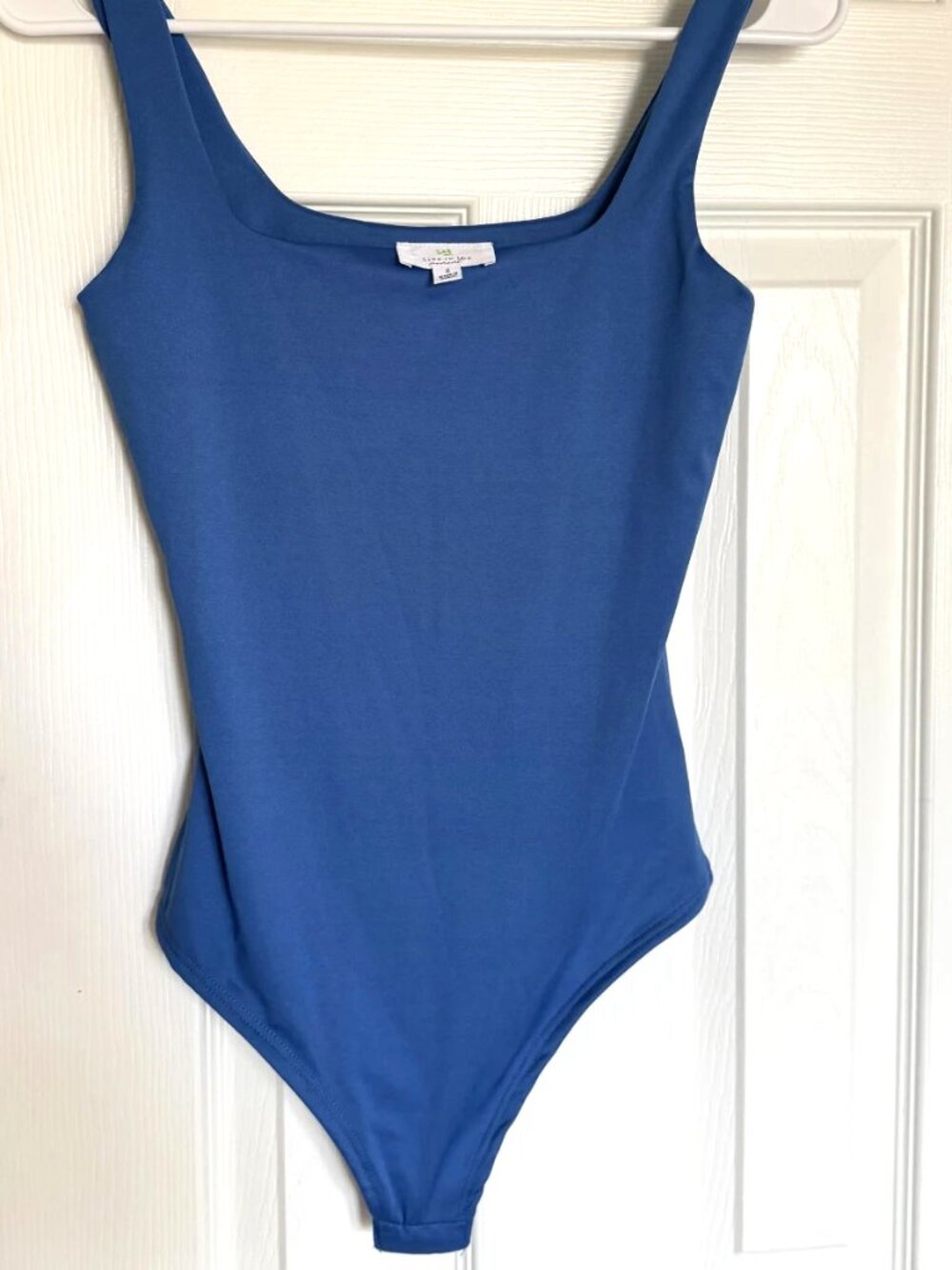 Live in the Moment Women/s Square Neck Bodysuit Cobalt Blue Size S NWOT